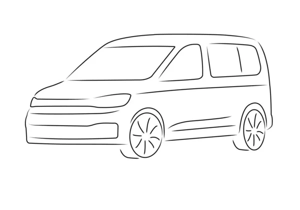 Eine Einfache Skizze Eines Kleintransporters Von Vorne Gesehen — Stockvektor