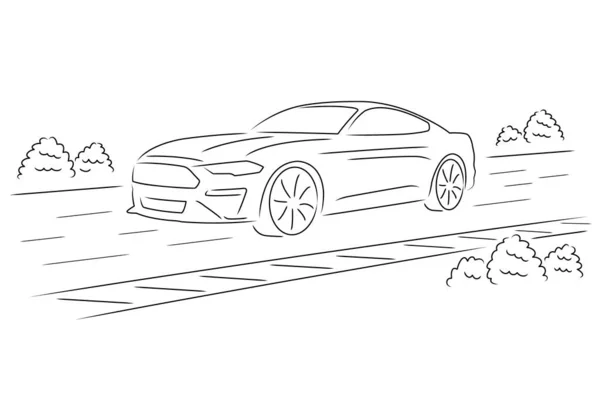 Semplice Disegno Vettoriale Auto Sportiva Veloce Che Guida Una Pista — Vettoriale Stock