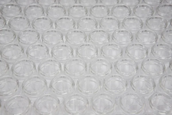 Empty Glass Vials Rows Used Vaccine Production Packaging — ストック写真