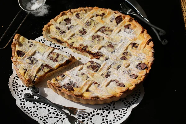 Czekoladowe ciasto z serem ricotta idealna mascarpone — Zdjęcie stockowe