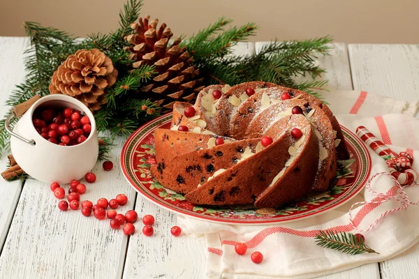 Christmas cake with cranberries — Stock Photo, Image
