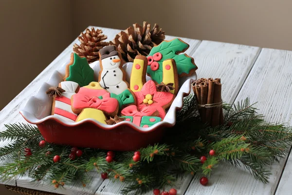 Decoração de Natal com pão de gengibre — Fotografia de Stock