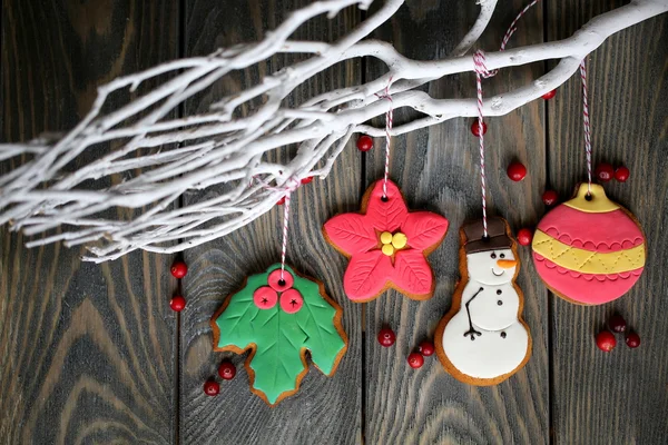 Jul dekoration med pepparkakor — Stockfoto