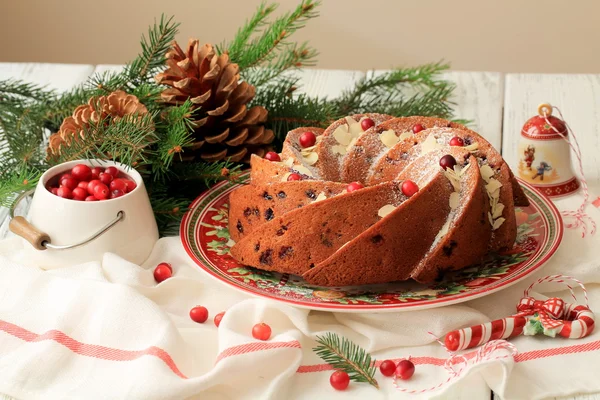 Christmas cake with cranberries Royalty Free Stock Images