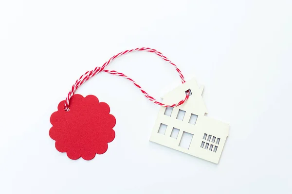 House Buy Rent Label Winter Holidays Wooden House Symbol Tag — Stock Photo, Image