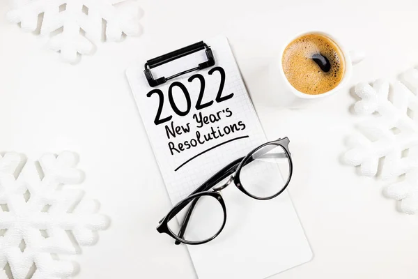 Metas Ano Novo 2022 Mesa 2022 Lista Objetivos Com Caderno — Fotografia de Stock