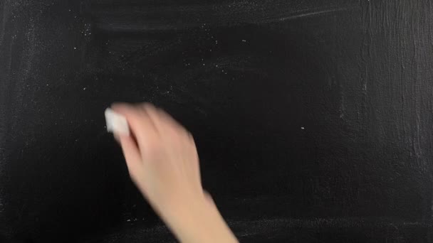 Bonjour skrivit på svarta tavlan chalkboard krita — Stockvideo