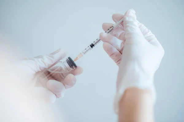 Vakcinával Ellátott Közeli Orvosi Fecskendő — Stock Fotó