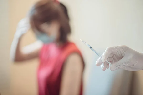 Női Fejfájás Homályos Háttere Védőoltás Mellékhatásai Miatt — Stock Fotó