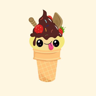 İllüstrasyon vektörü mutlu dondurma çikolatası 
