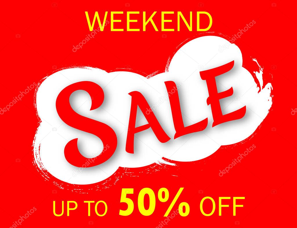 Weekend Sale banner. Sale offer price sign. Brush vector banner. Discount text. Vector