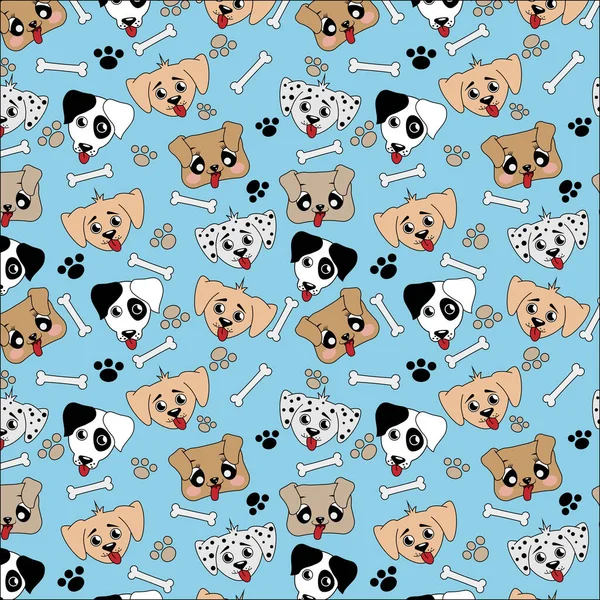 Motif Sans Couture Avec Chiens Fond Bleu Animal Vecteurs De Stock Libres De Droits