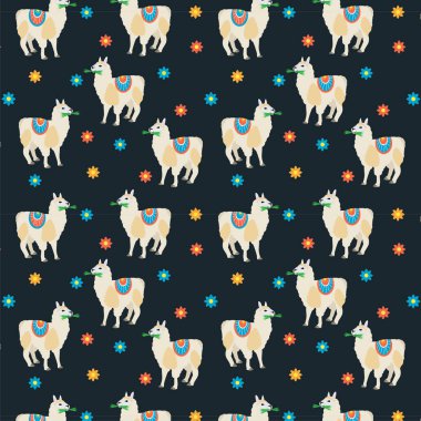  Kusursuz desen Lama, Alpaka, hayvan, doğa. Vektör