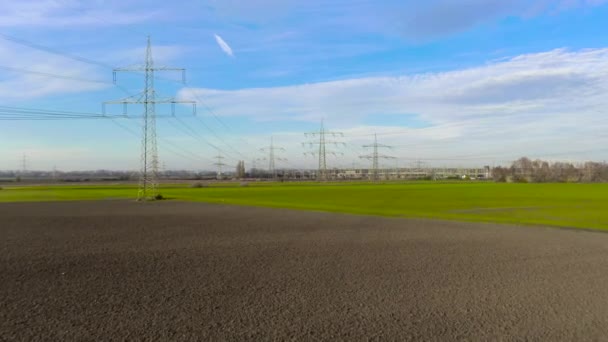 Vidéo Par Drone Vol Long Une Ligne Électrique Vers Une — Video