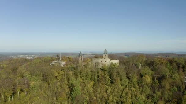 Vlucht Een Oud Kasteel Buurt Van Duitse Stad Darmstadt Zuidelijke — Stockvideo