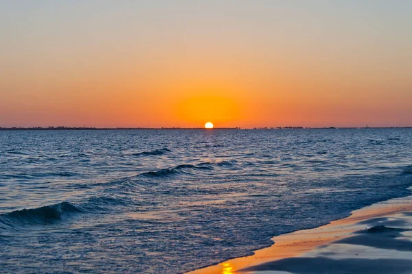 Tramonto Sul Mare Con Spiaggia Deserta Cieli Limpidi Florida — Foto Stock