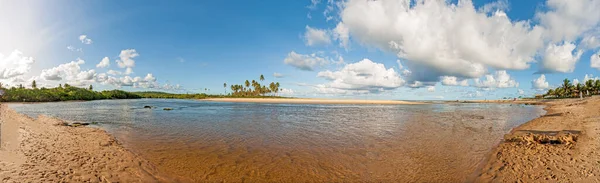Панорамный Вид Устье Реки Пожука Бразильской Провинции Баия Летом — стоковое фото