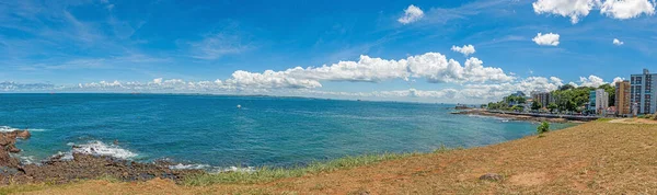 Vista Panorâmica Costa Histórico Forte Farol Barra Salvador Bahia Durante — Fotografia de Stock