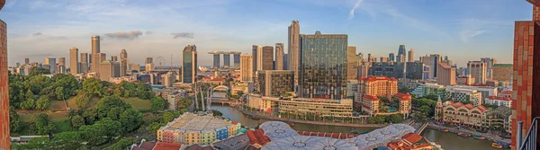 Vista Panoramica Volo Uccello Sullo Skyline Singapore Sul Quartiere Dei — Foto Stock