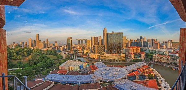 Blick Aus Der Vogelperspektive Auf Die Skyline Von Singapur Und — Stockfoto