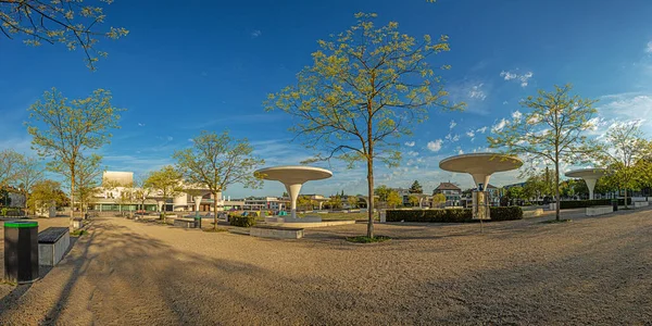 Panoramatický Výhled Náměstí Georga Buechnera Hessian State Theater Německém Univerzitním — Stock fotografie