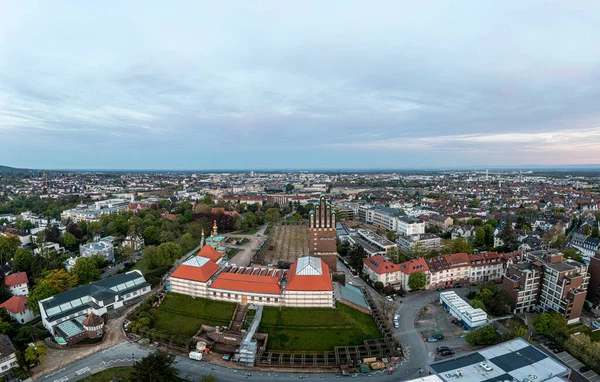 Dron Panorama Hessian University City Darmstadt Německu Ranním Světle — Stock fotografie