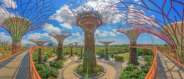 Vista Sobre Los Jardines Junto Parque Bahía Singapur Desde Una —  Fotos de Stock