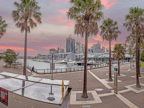 View over Darling Harbor in Sydney during sunset — Stock Photo, Image