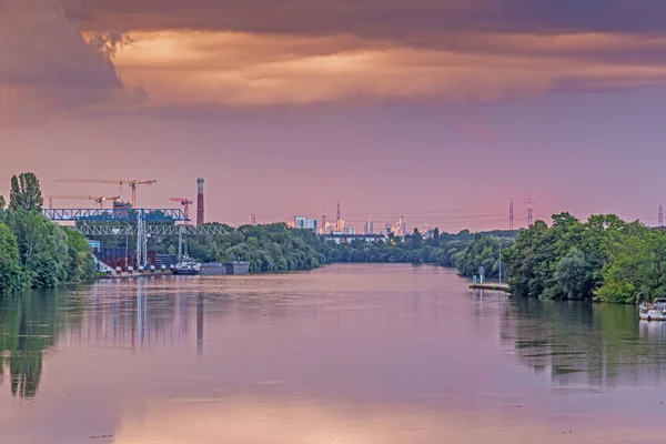 Bild Der Skyline Von Frankfurt Main Aufgenommen Aus Großer Entfernung — Stockfoto