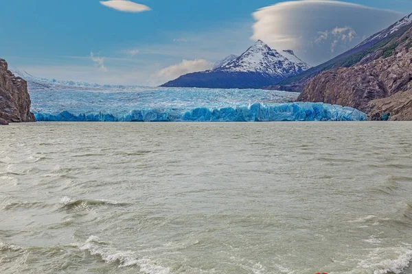 Vista Panorâmica Sobre Lago Grey Borda Geleira Cinza Parque Nacional — Fotografia de Stock