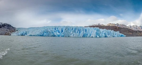 Panoramatický Výhled Lago Grey Okraj Šedého Ledovce Národním Parku Torres — Stock fotografie