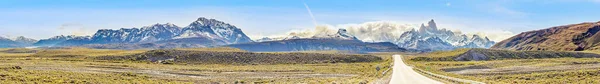 Vista Panorámica Estepa Argentina Camino Acceso Chalten Con Vista Cordillera — Foto de Stock