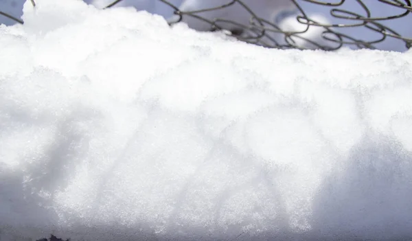 Fence Covered Snow Close — Stock Photo, Image