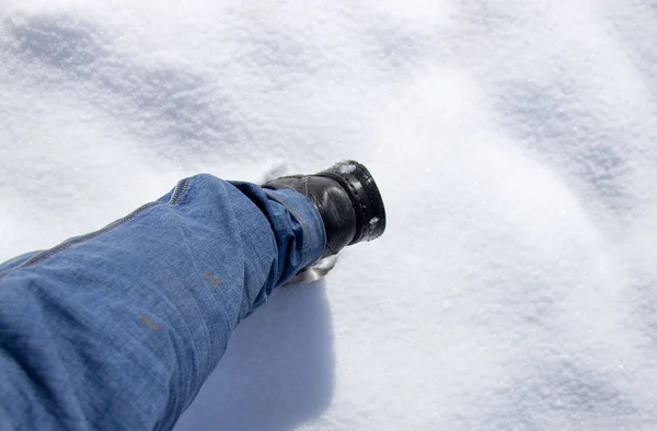 Onbekende Man Sneeuw — Stockfoto