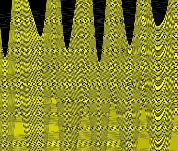 Parlak sarı arkaplan ve resimlerle dolu bir karede soyut geometrik üçgenler.