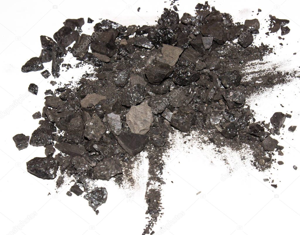 black coal on white