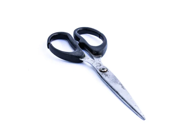 Tailor Metal Sewing Scissors Black Big Small Rings White Background — Stock Photo, Image