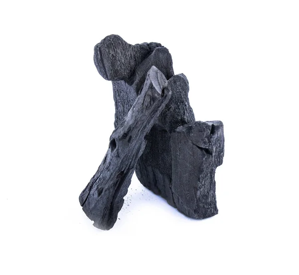 Черный Уголь Белом Фоне Пористое Черное Вещество Состоящее Аморфной Формы — стоковое фото