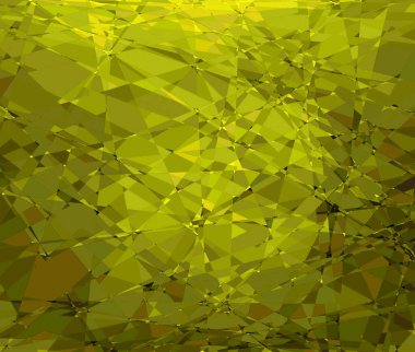 Parlak sarı arkaplan ve resimlerle dolu bir karede soyut geometrik üçgenler.