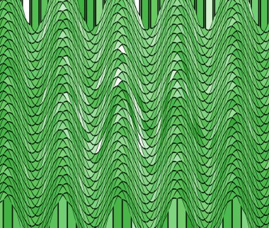 Parlak yeşil arkaplan içinde soyut geometrik üçgenler, illüstrasyon