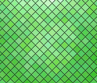 Parlak yeşil arkaplan içinde soyut geometrik üçgenler, illüstrasyon