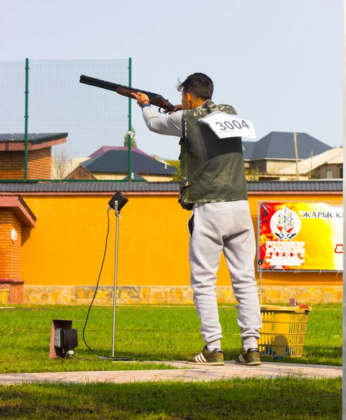 Concurso Internacional Tiro Desde Rifle Doble Cañón Kazajstán 2017 — Foto de Stock