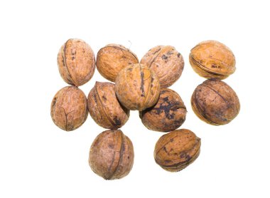 Beyaz arka planda olgun fındıklar