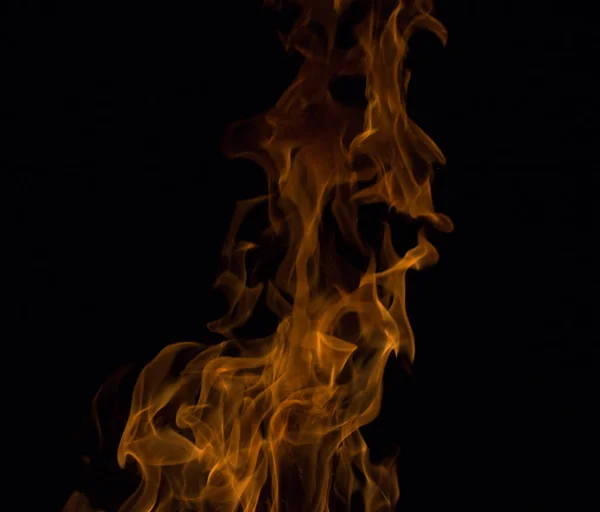 Helles Feuer Auf Schwarzem Hintergrund Der Nacht — Stockfoto