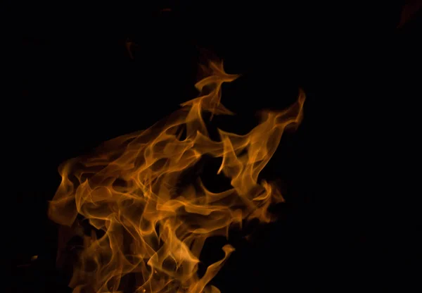 Bright Fire Black Background Night — Stock Photo, Image