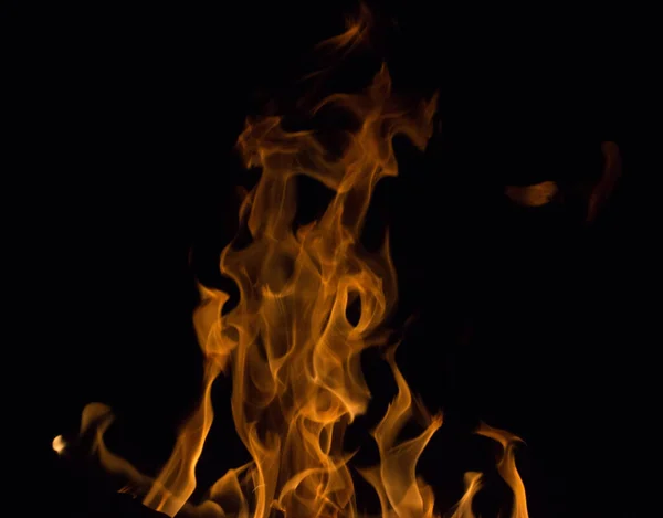 Fel Vuur Een Zwarte Achtergrond Nachts — Stockfoto