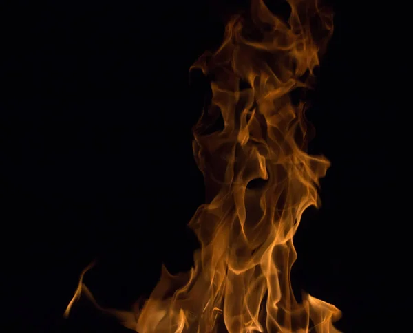 Fényes Tűz Egy Fekete Háttér Éjjel — Stock Fotó