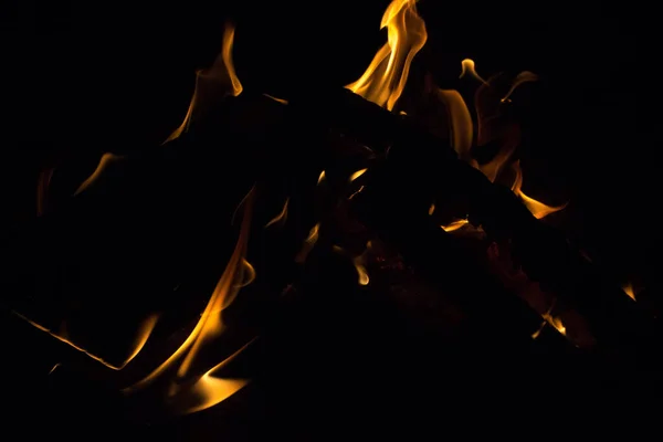 Bright Fire Black Background Night — Stock Photo, Image