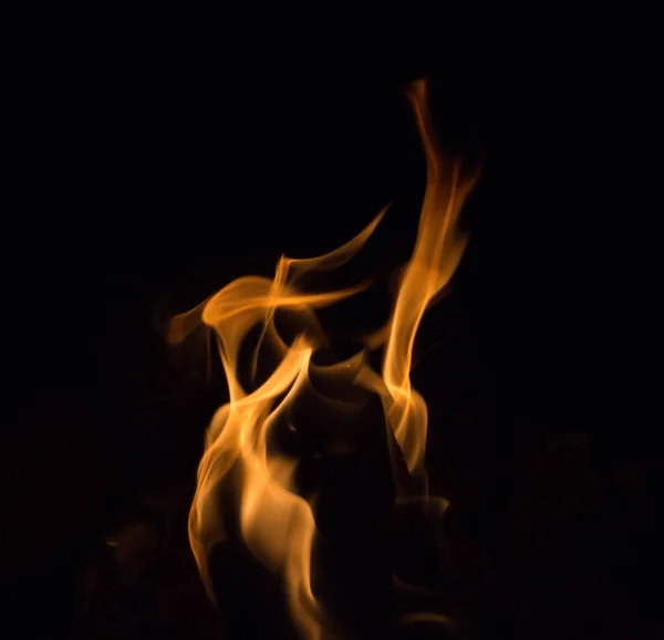 Bright Fire Black Background Night — Stock Photo, Image