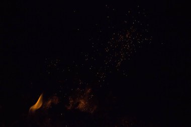 Gece karanlığında ateş kıvılcımları